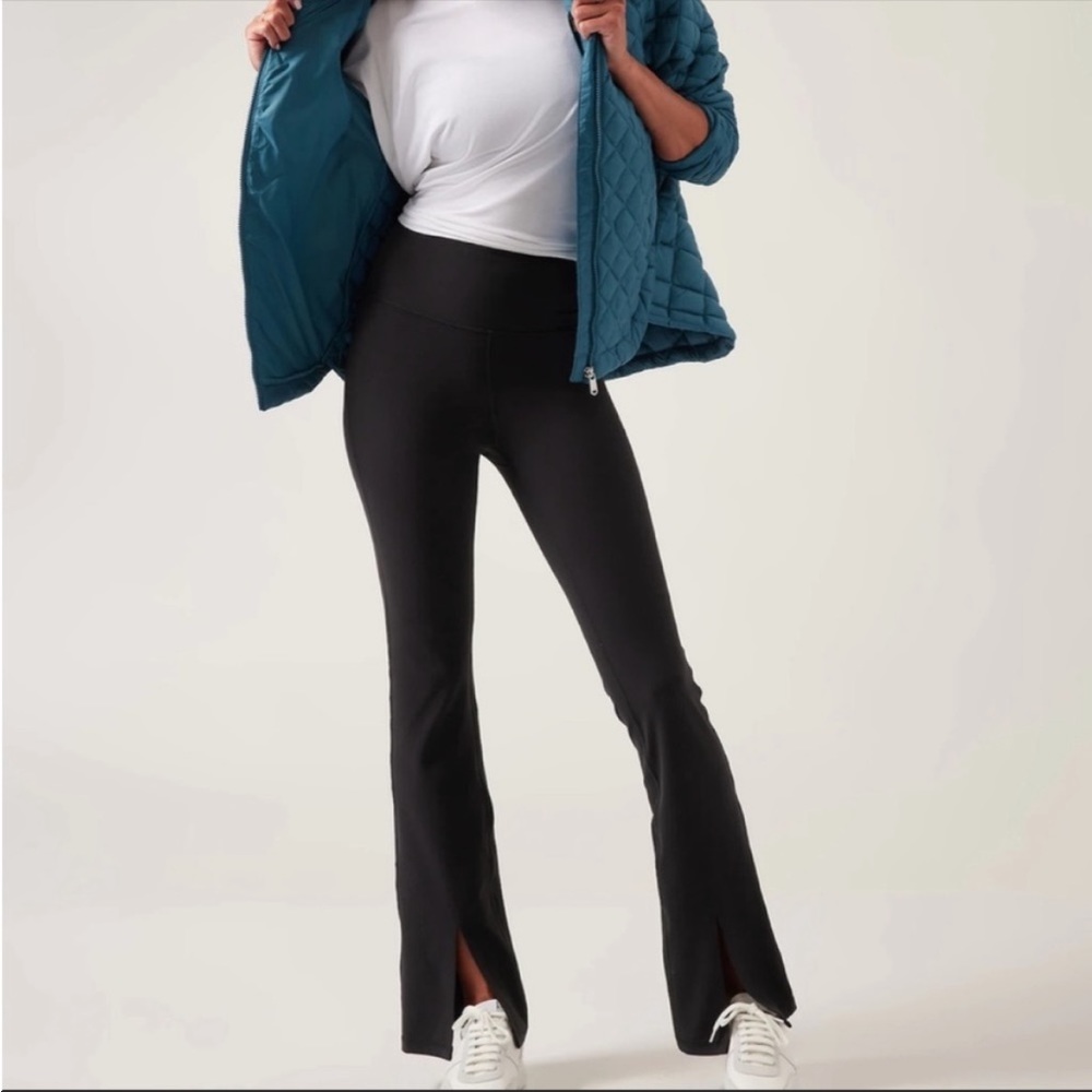 Athleta high rise elation split flare black petite pants